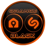 flat black and orange iconpack android application logo